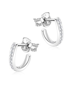 Elegant Curved With CZ Stone Silver Ear Stud STS-5313